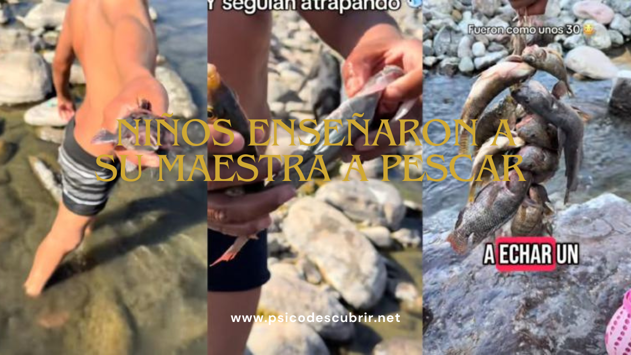 Niños enseñaron a su maestra a pescar
